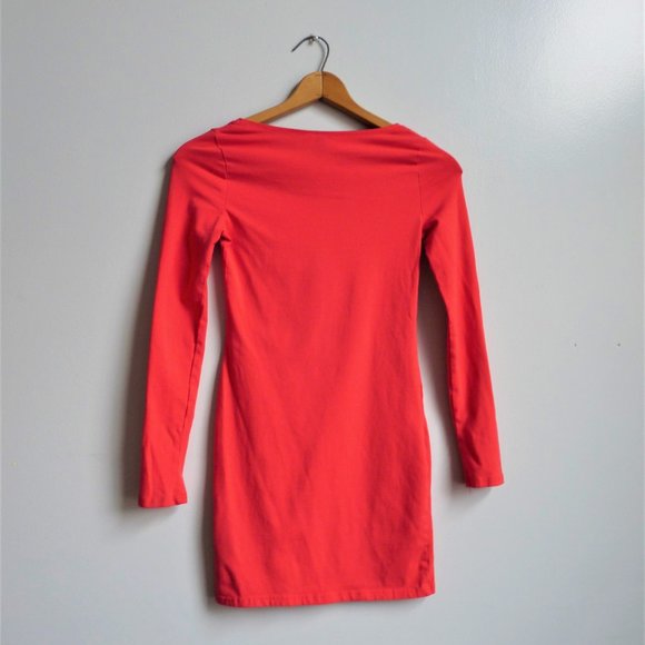 Longsleeve Bodycon Dress, Coral/Orange/Pink - Picture 5 of 8